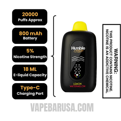 Lemon Watermelon Humble X Fifty Bar 20K Disposable Vape Specifications