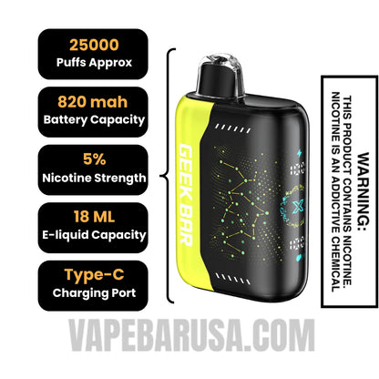 Lemon Heads Geekbar Pulse X 25K Vape Specifications