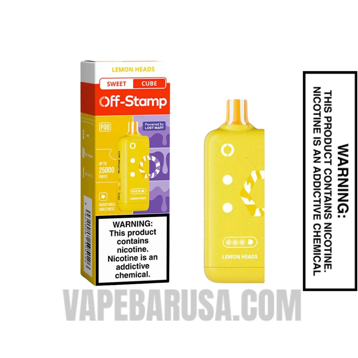 Lemon Heads Off Stamp Sweet Cube 25K Disposable Pod With Package Box