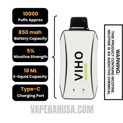 Lemon Mint VIHO Turbo Vape 10000 Puffs Specifications