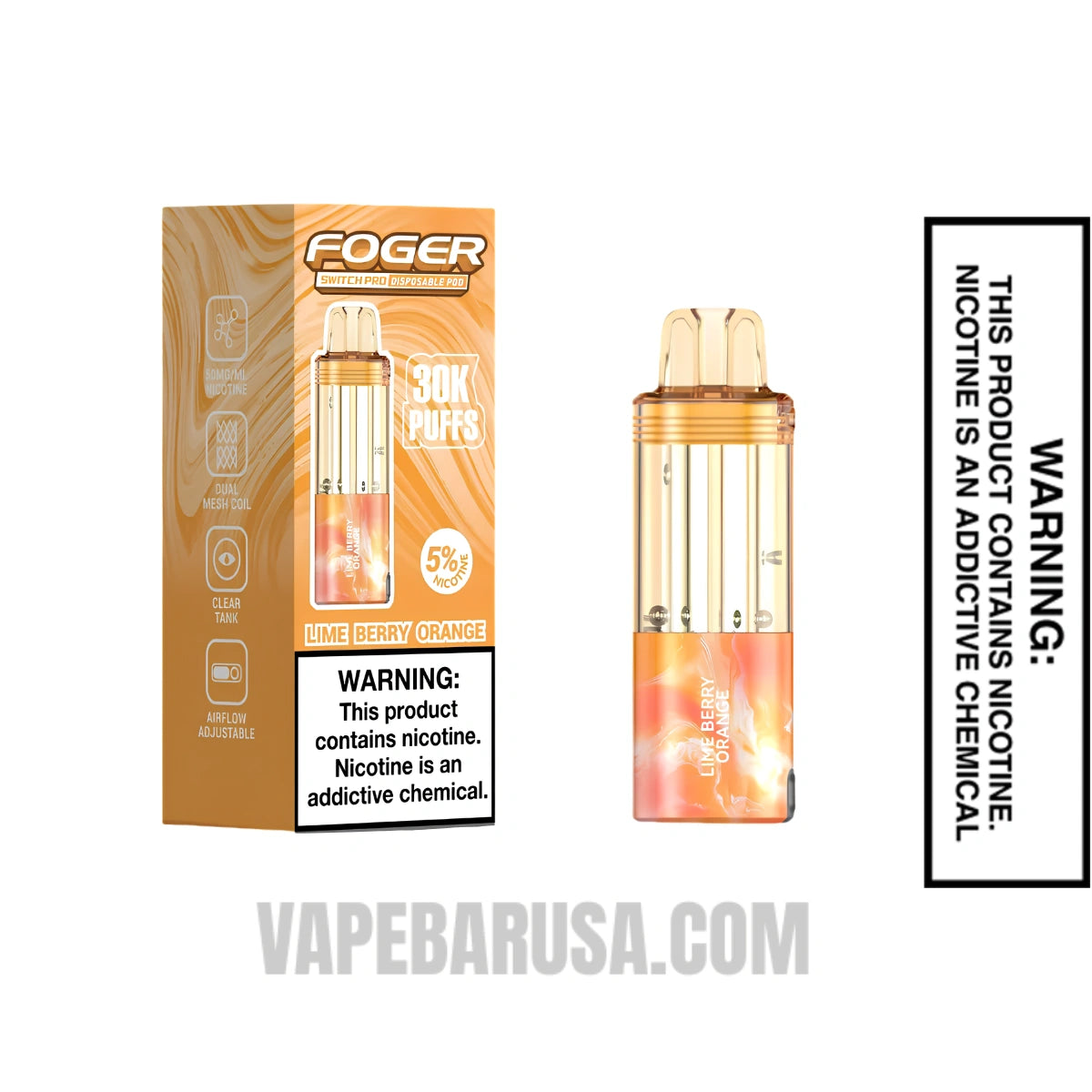 Lime Berry Orange Foger Switch Pro 30K Disposable Vape Pod With Package Box