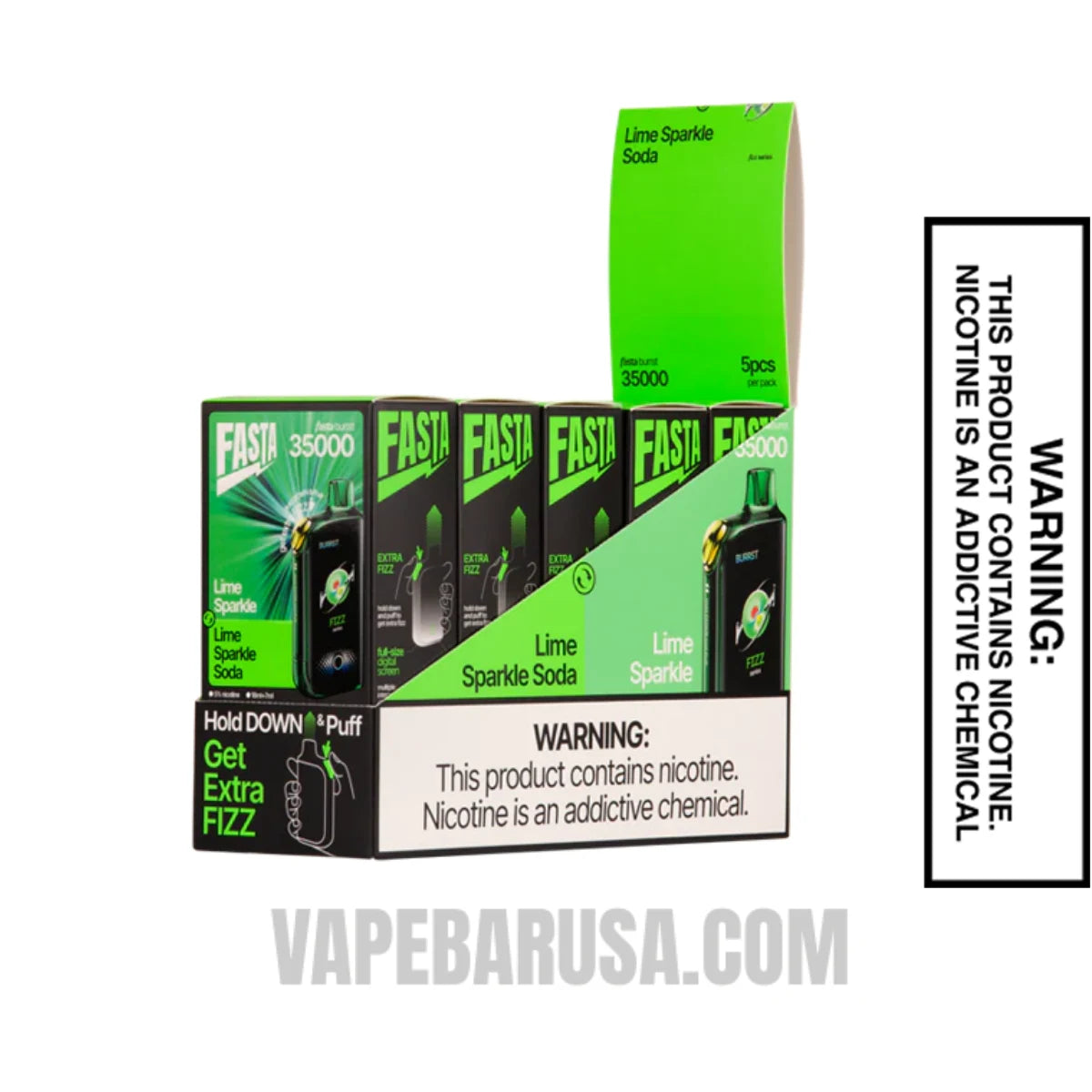 Lime Sparkle Fasta Burrst 35000 (Fizz Series) Vape With Bundle Pack