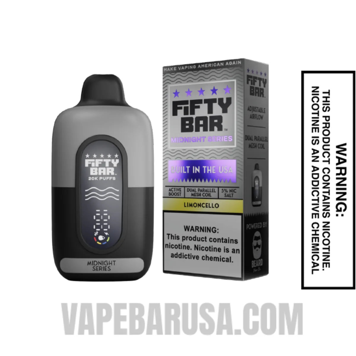 Limoncello Fifty Bar 20K Midnight Series Disposable Vape With Package Box