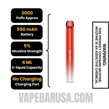 Lush Ice Voom Mesh 3000 Puffs Disposable Vape Specifications