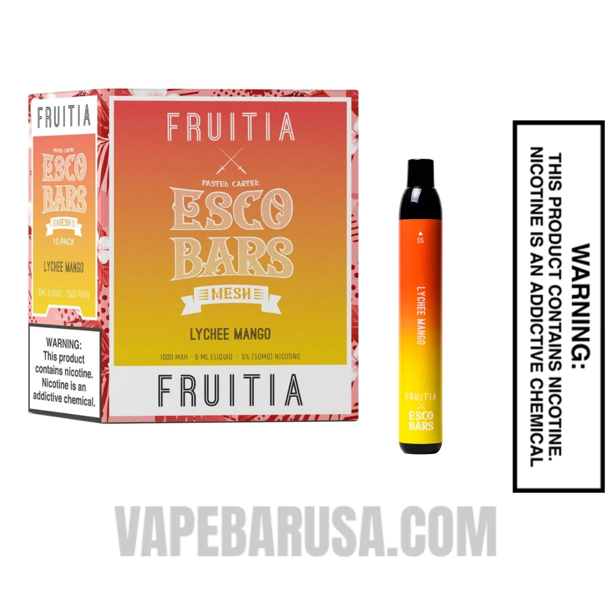 Lychee Mango Esco Bars 2500 Puffs Disposable Vape With Bundle Pack