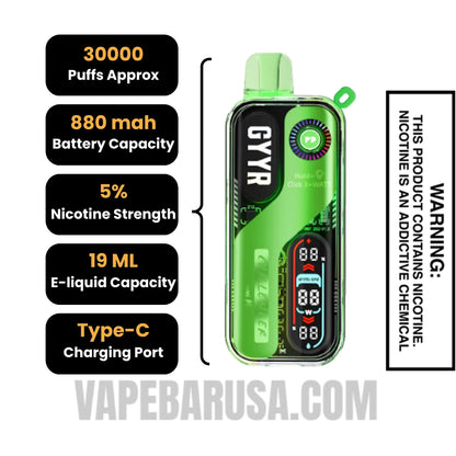 Mami Mint GYYR X Wynn Bar Challenger 30K Vape Specifications
