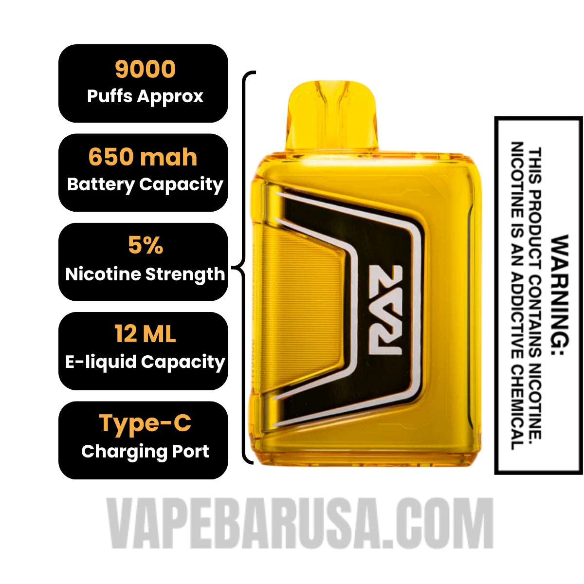 Mango Colada RAZ TN9000 Disposable Vape Specifications