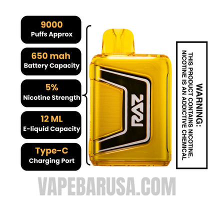 Mango Colada RAZ TN9000 Disposable Vape Specifications