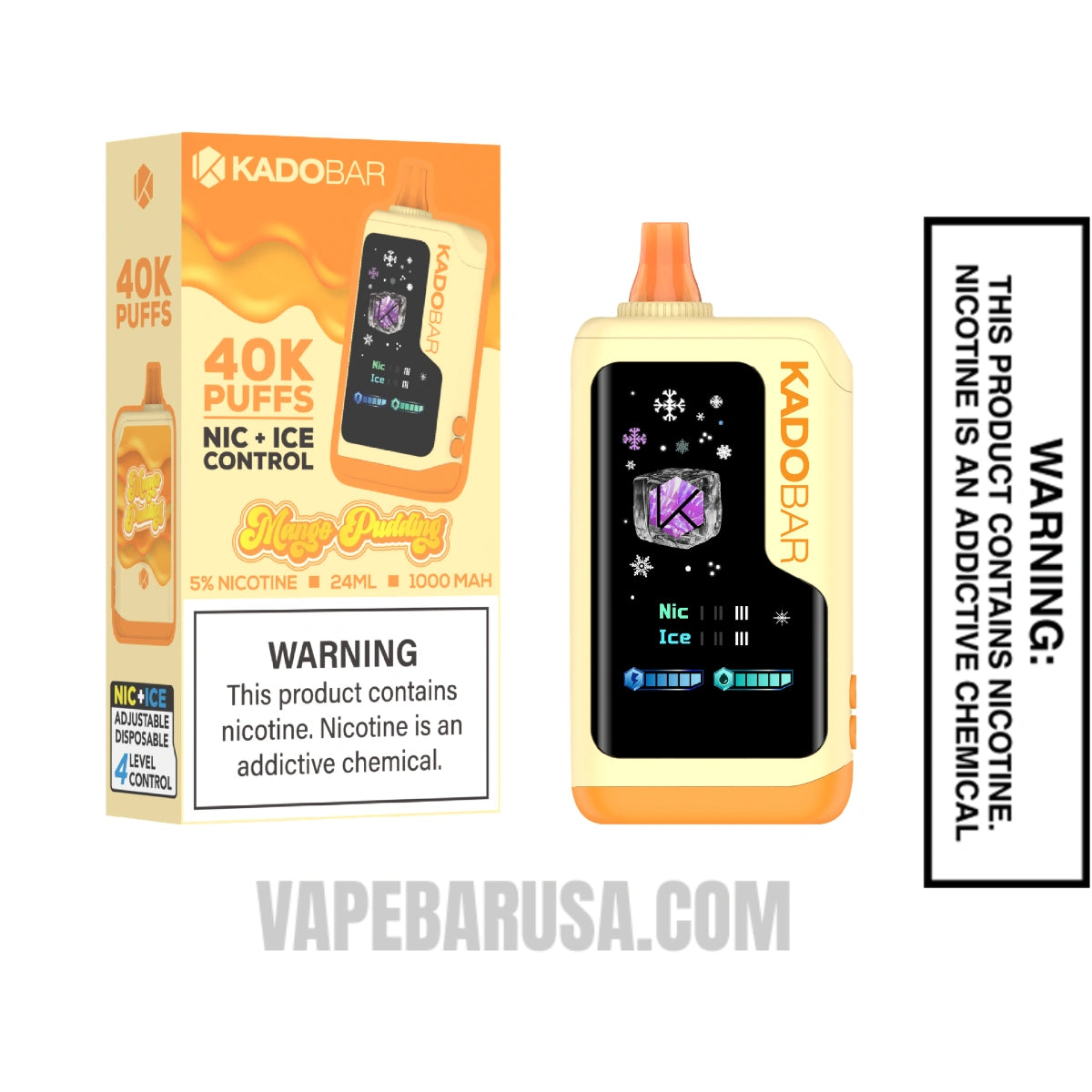 Mango Pudding Kado Bar NI40K Ice-Nic Control Disposable Vape With Package Box
