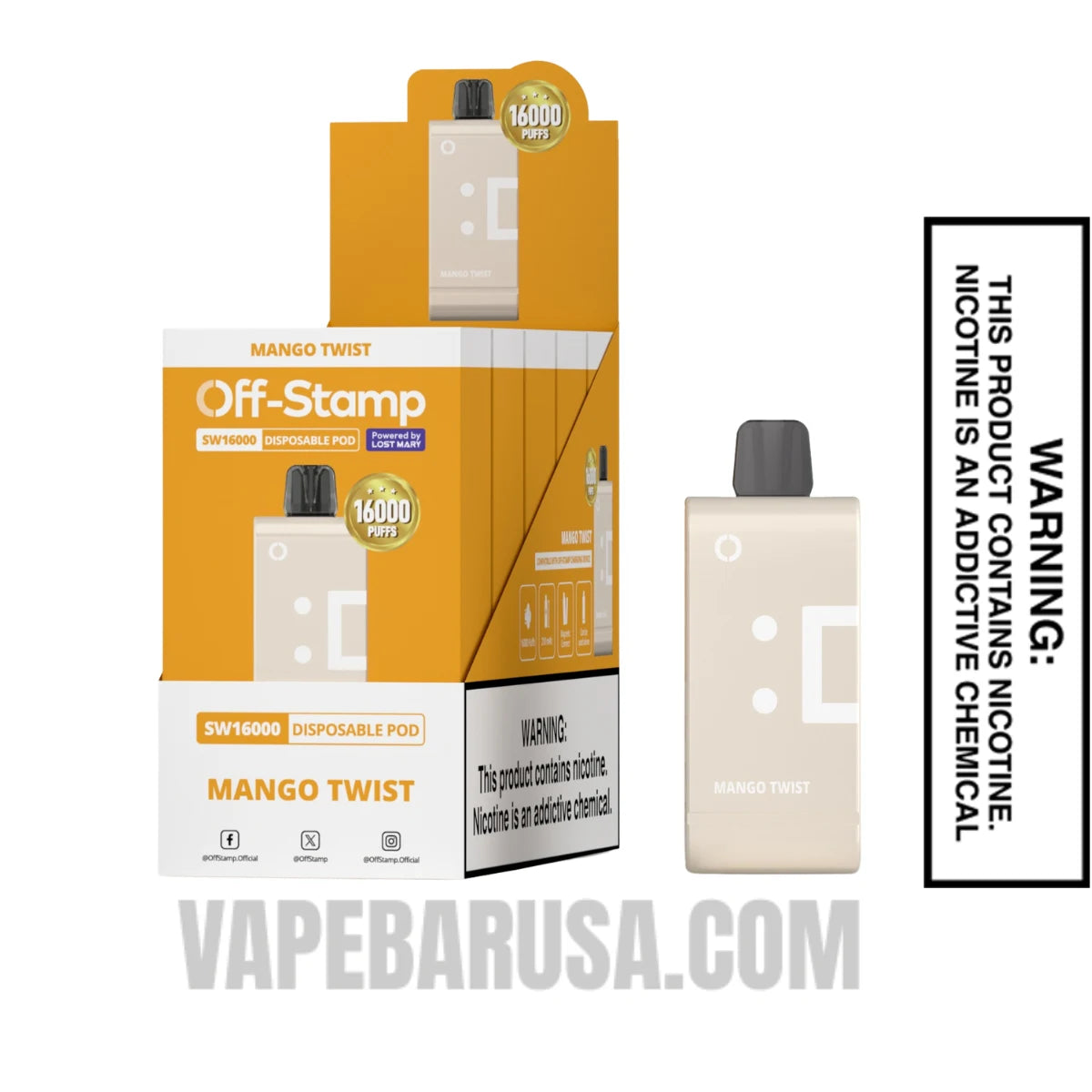 Mango Twist Off Stamp SW16000 Disposable Pod With Bundle Pack