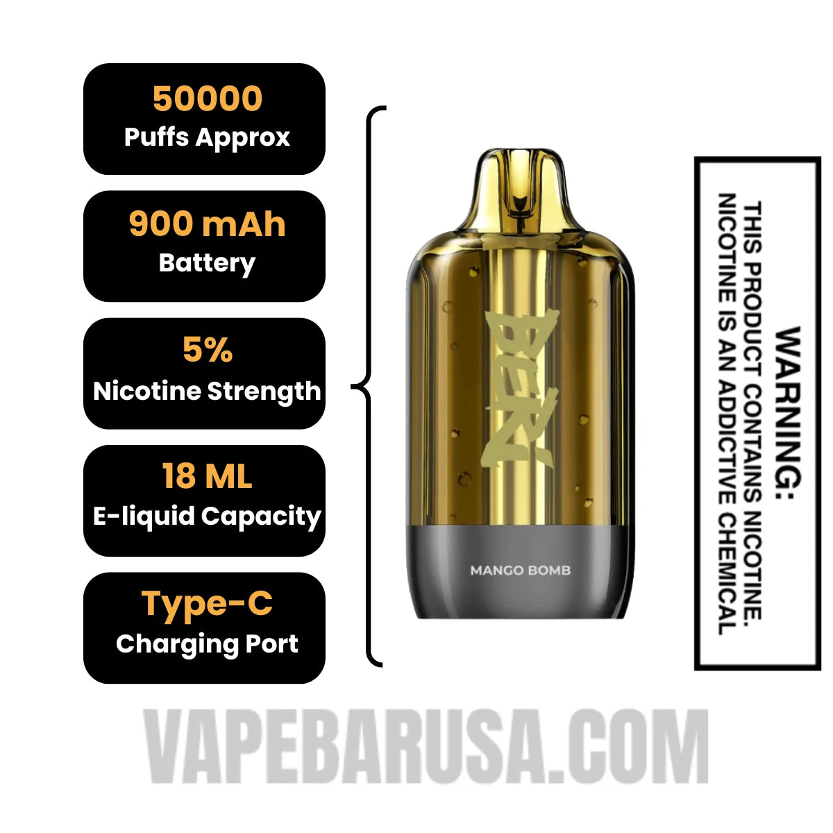 Mango Bomb Beri Cliq 50K Disposable Vape Pod