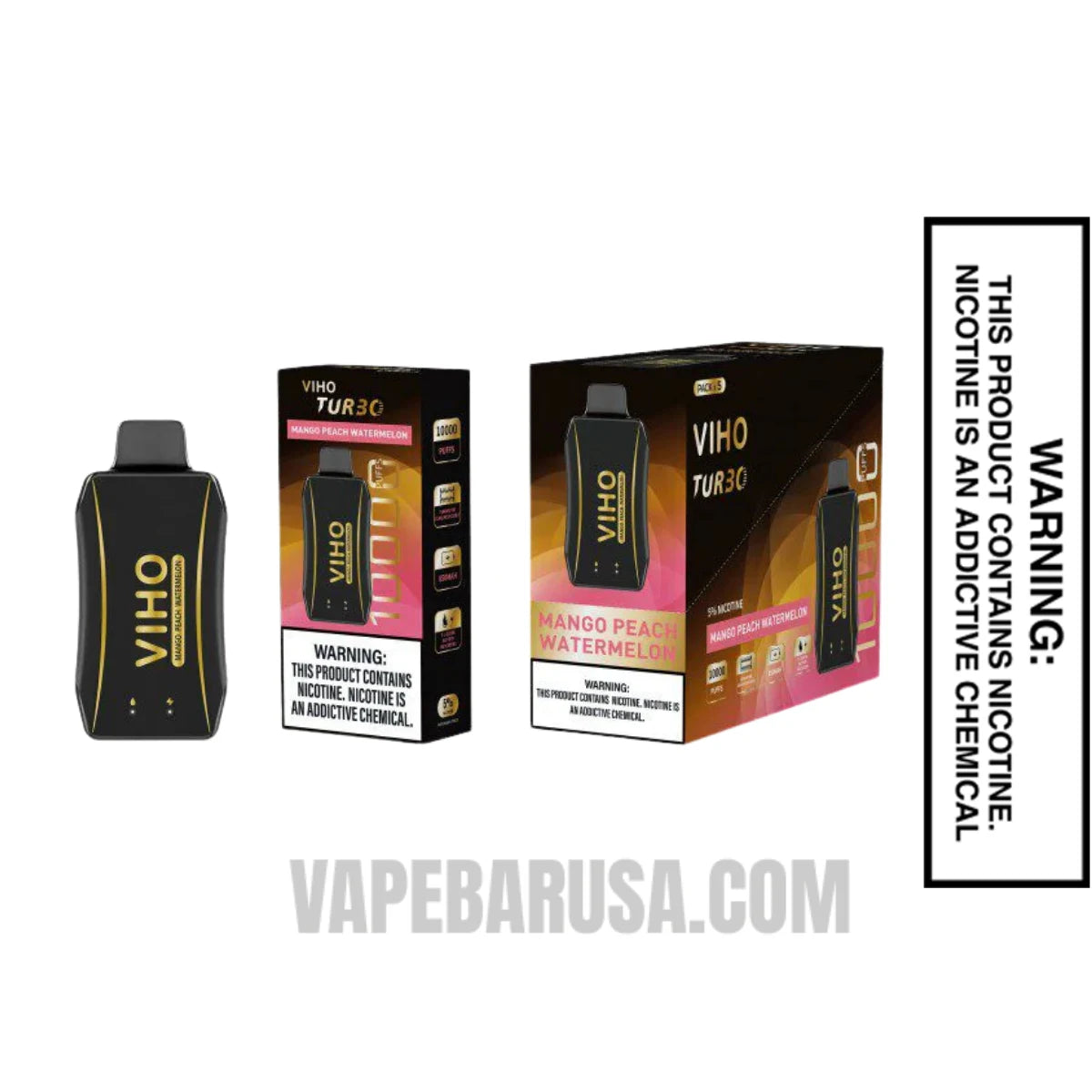 Mango Peach Watermelon VIHO Turbo Vape 10000 Puffs With Bundle Pack