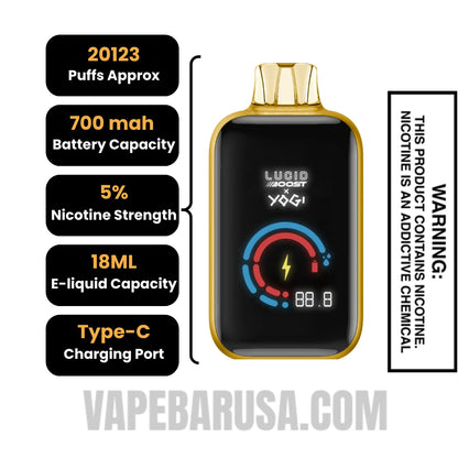 Mango Strawberry Ice Lucid Boost X Yogi 20123 Disposable Vape Specifications
