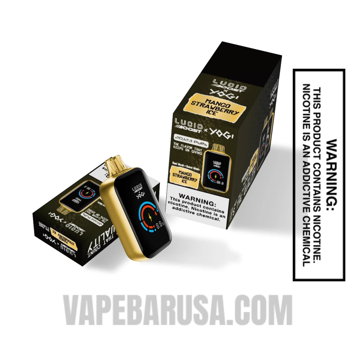 Mango Strawberry Ice Lucid Boost X Yogi 20123 Disposable Vape With Bundle Pack