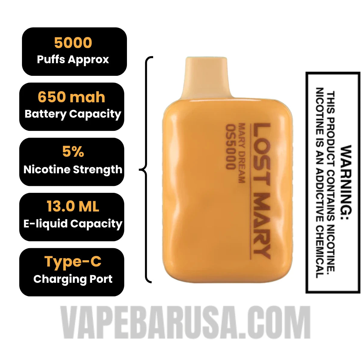 Mary Dream Lost Mary OS5000 Disposable Vape Specifications