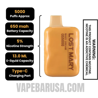 Mary Dream Lost Mary OS5000 Disposable Vape Specifications