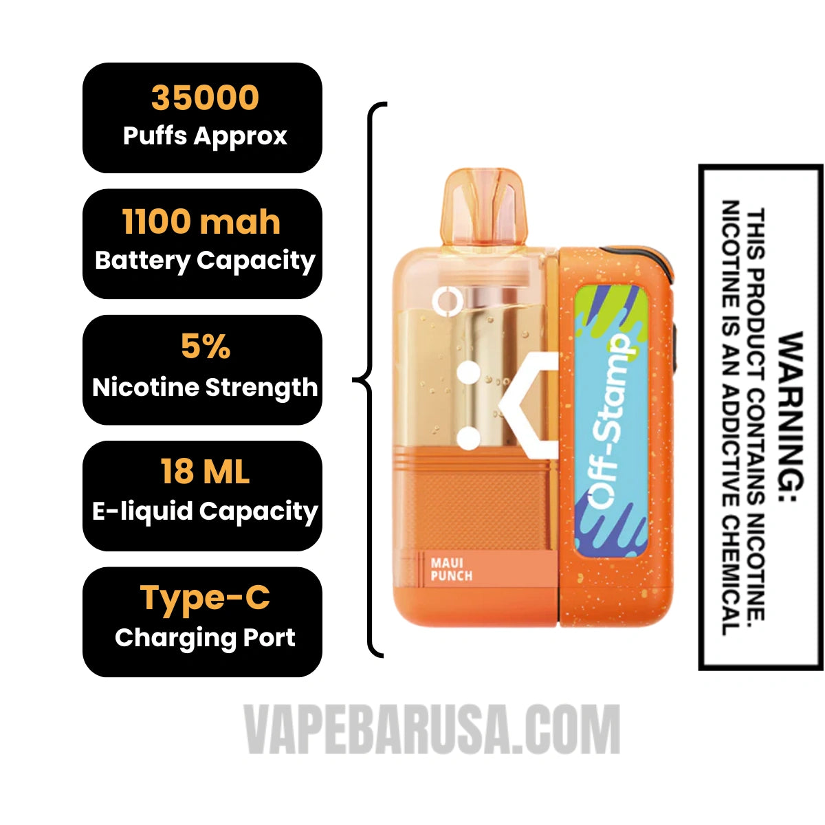 Maui Punch Off Stamp X Cube Crystal Cube 35K Vape Kit Specifications