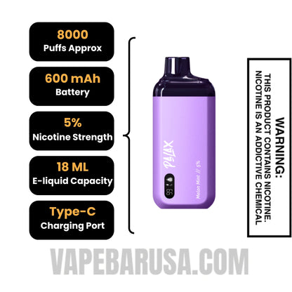 Melon Mint Palax KC8000 Disposable Vape Specifications