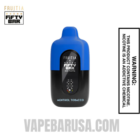 Menthol Tobacco Fruitia X Fifty Bar 20K Disposable Vape