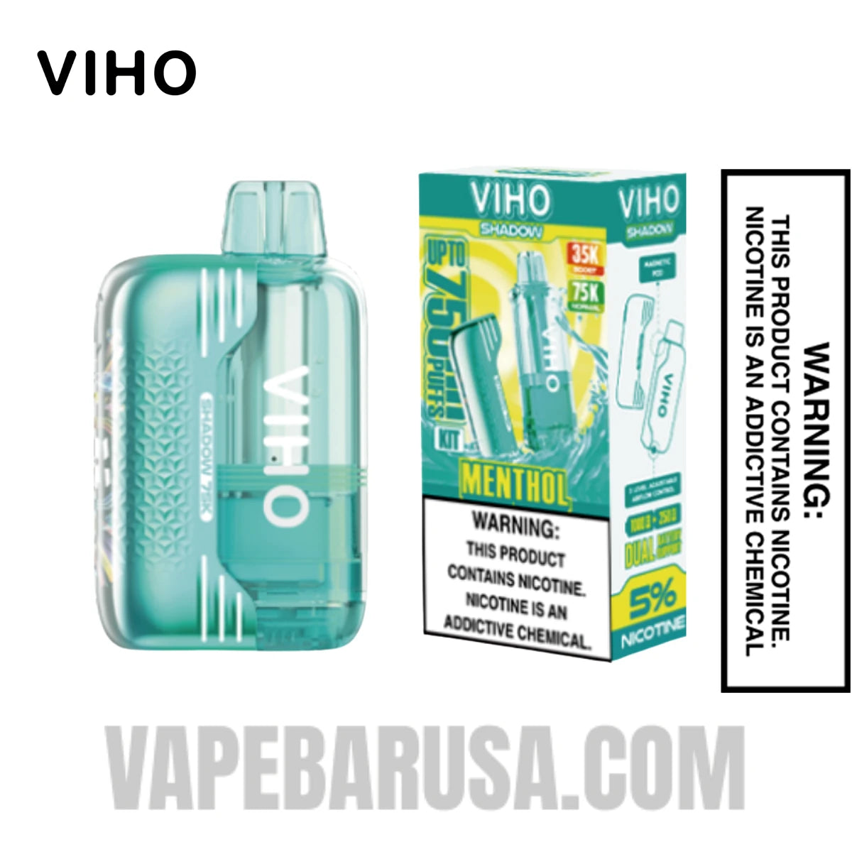 Menthol VIHO Shadow 75K Vape Kit With Packaging Box
