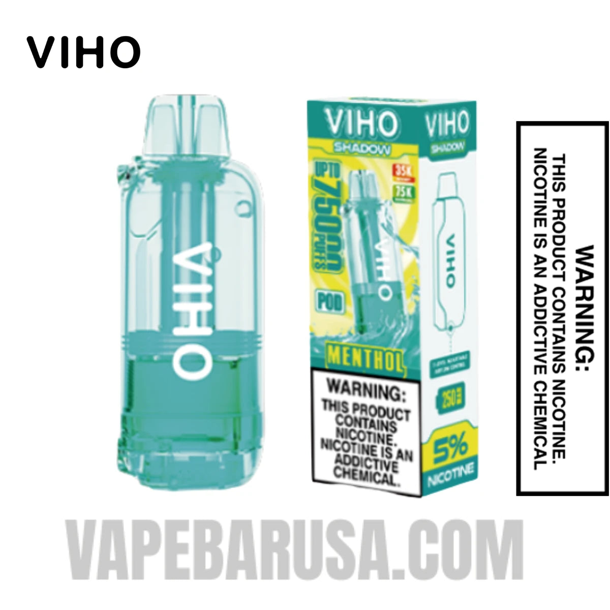 Menthol VIHO Shadow 75K Vape Pod With Package Box
