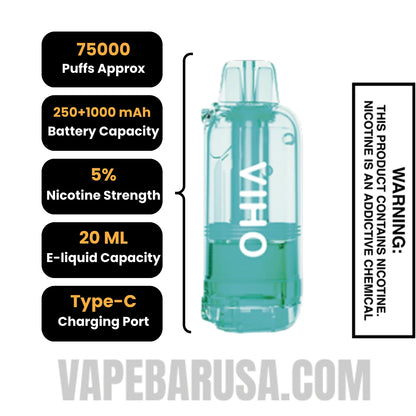 Menthol VIHO Shadow 75K Vape Pod Specifications