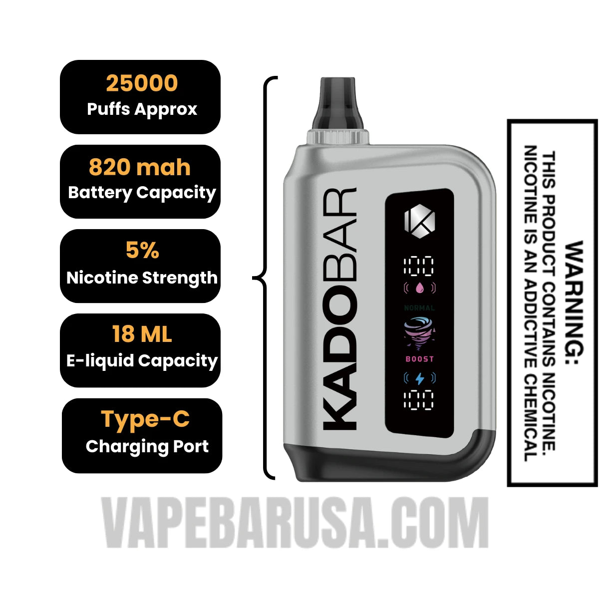 Meta Moon Kado Bar Rizz 25000 Disposable Vape Specifcations