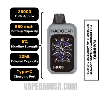 Meta Moon Kado Bar i-Pro 35K Disposable Vape Specifications