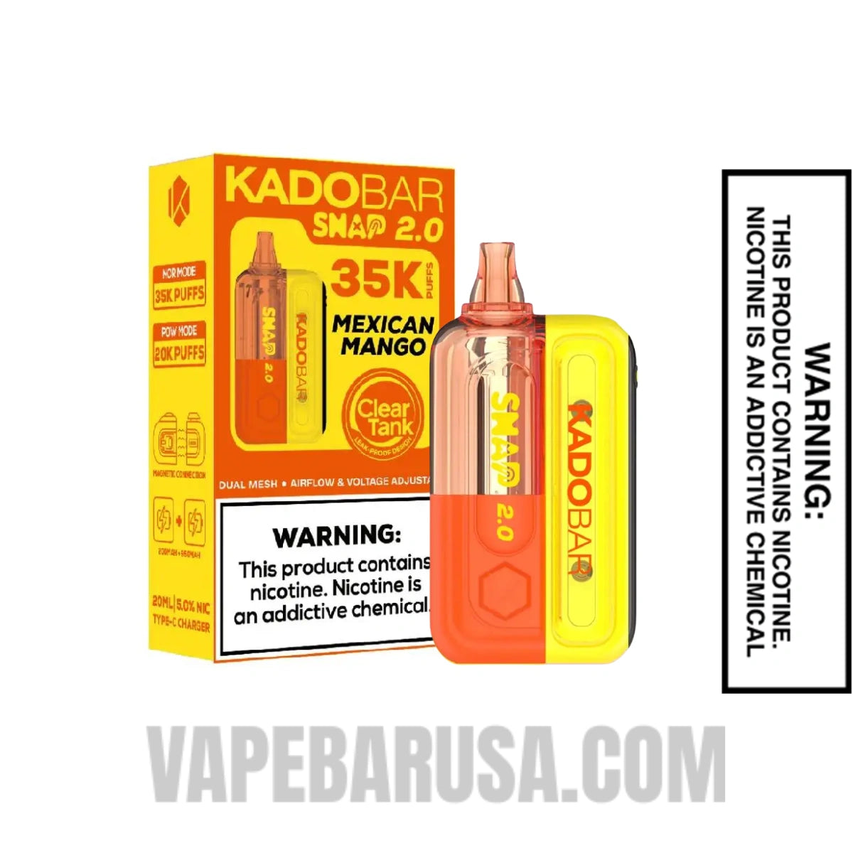 Mexican Mango Kado Bar Snap 2.0 35K Disposable Vape Kit With Package Box