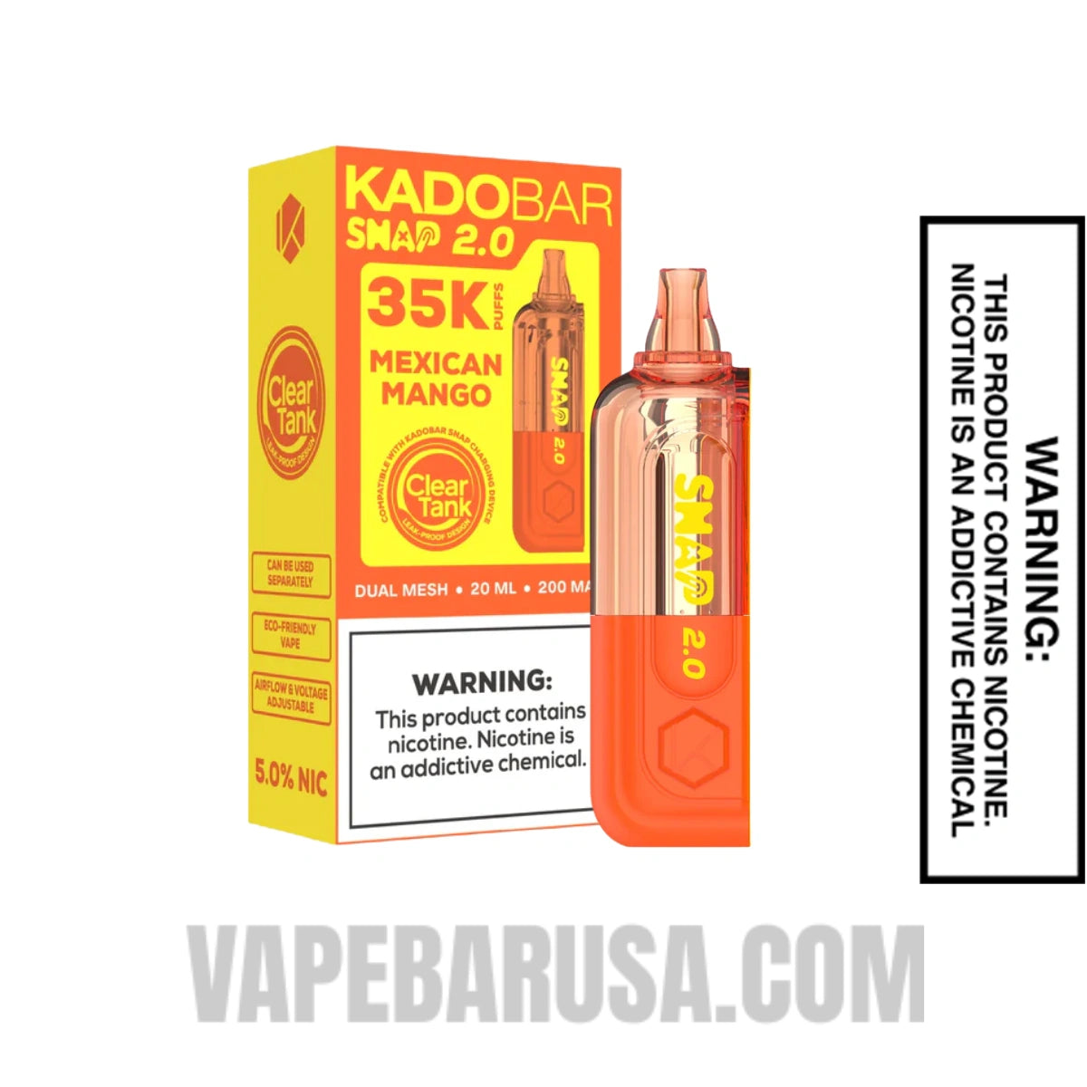 Mexican Mango Kado Bar Snap 2.0 35K Disposable Vape Pod with Package Box