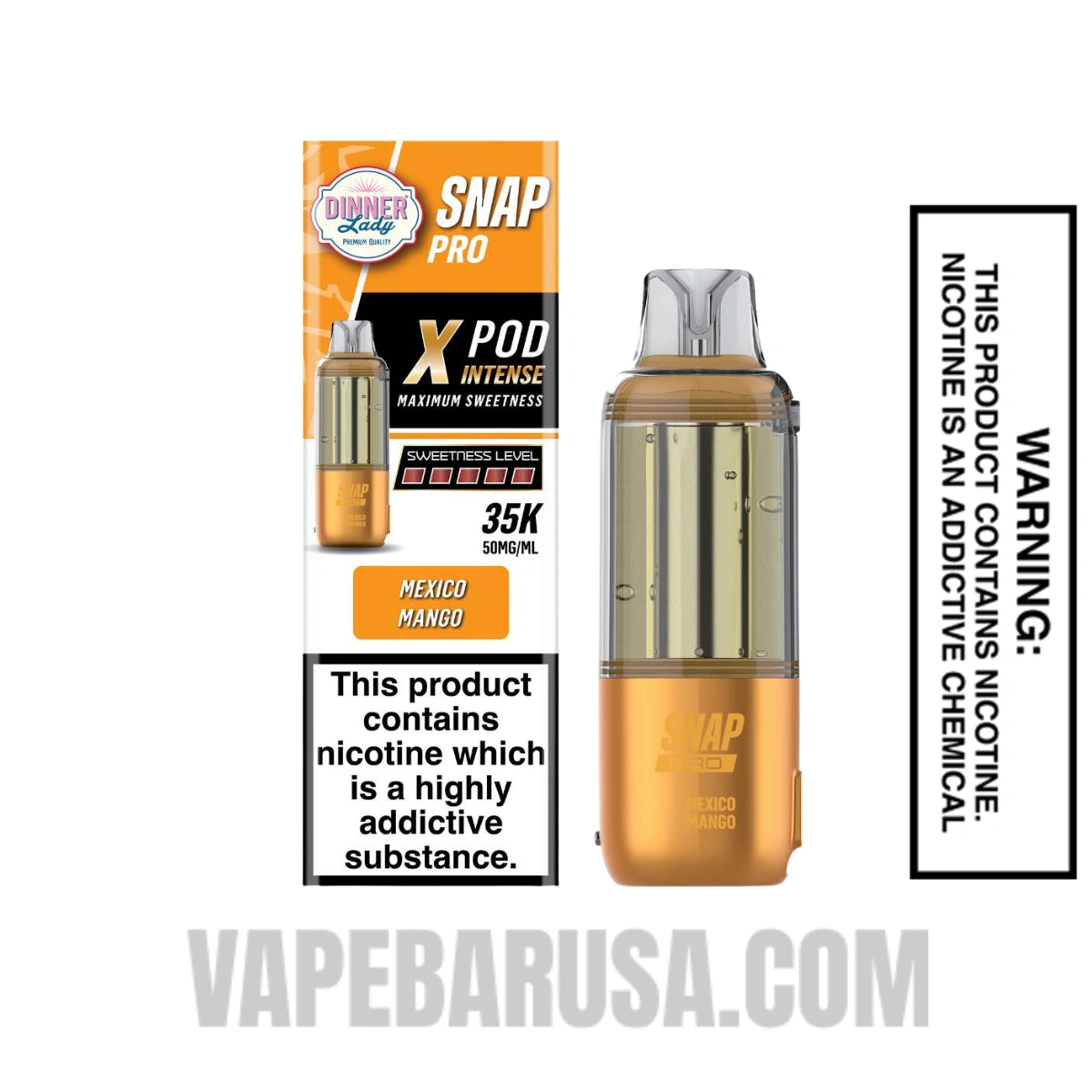 Mexico Mango Dinner Lady Snap Pro Intense 35K Pre-filled Replacement Pod With Package Box