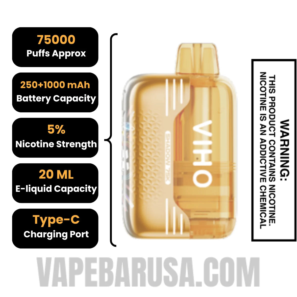 Mexico Mango VIHO Shadow 75K Vape Kit Specifications