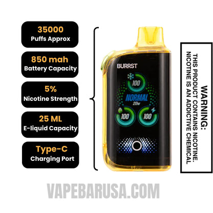 Mexico Mango Fasta Burrst 35000 (Frozen Series) Vape specifications