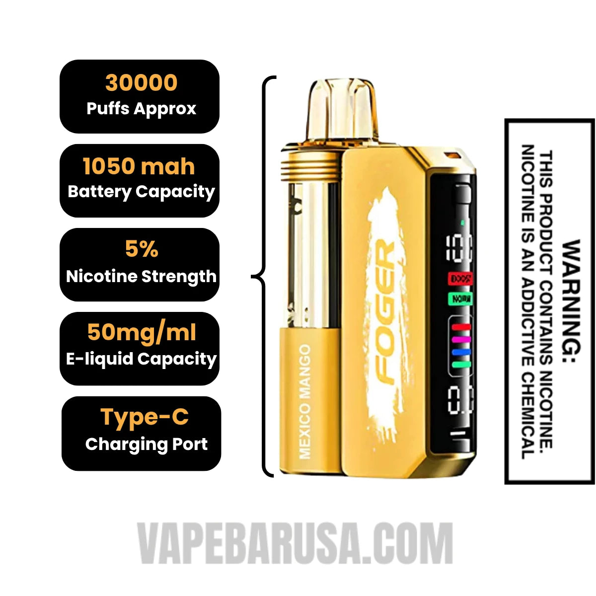 Mexico Mango Foger Switch Pro Disposable Vape Specifications
