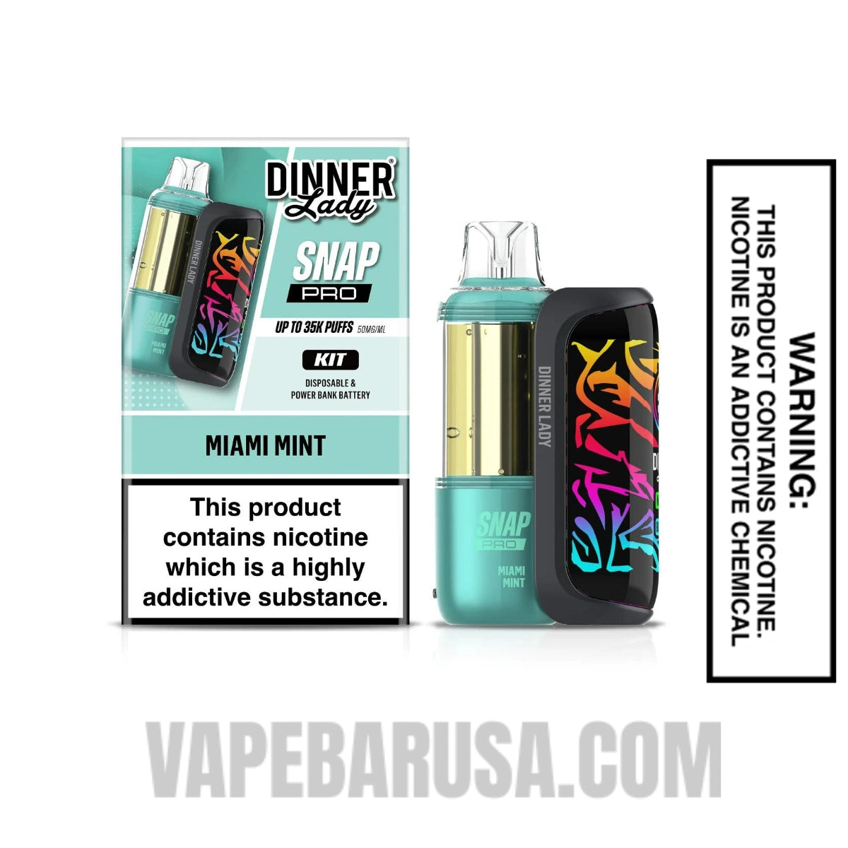 Miami Mint Dinner Lady Snap Pro 35K Disposable Vape Kit With Package Box
