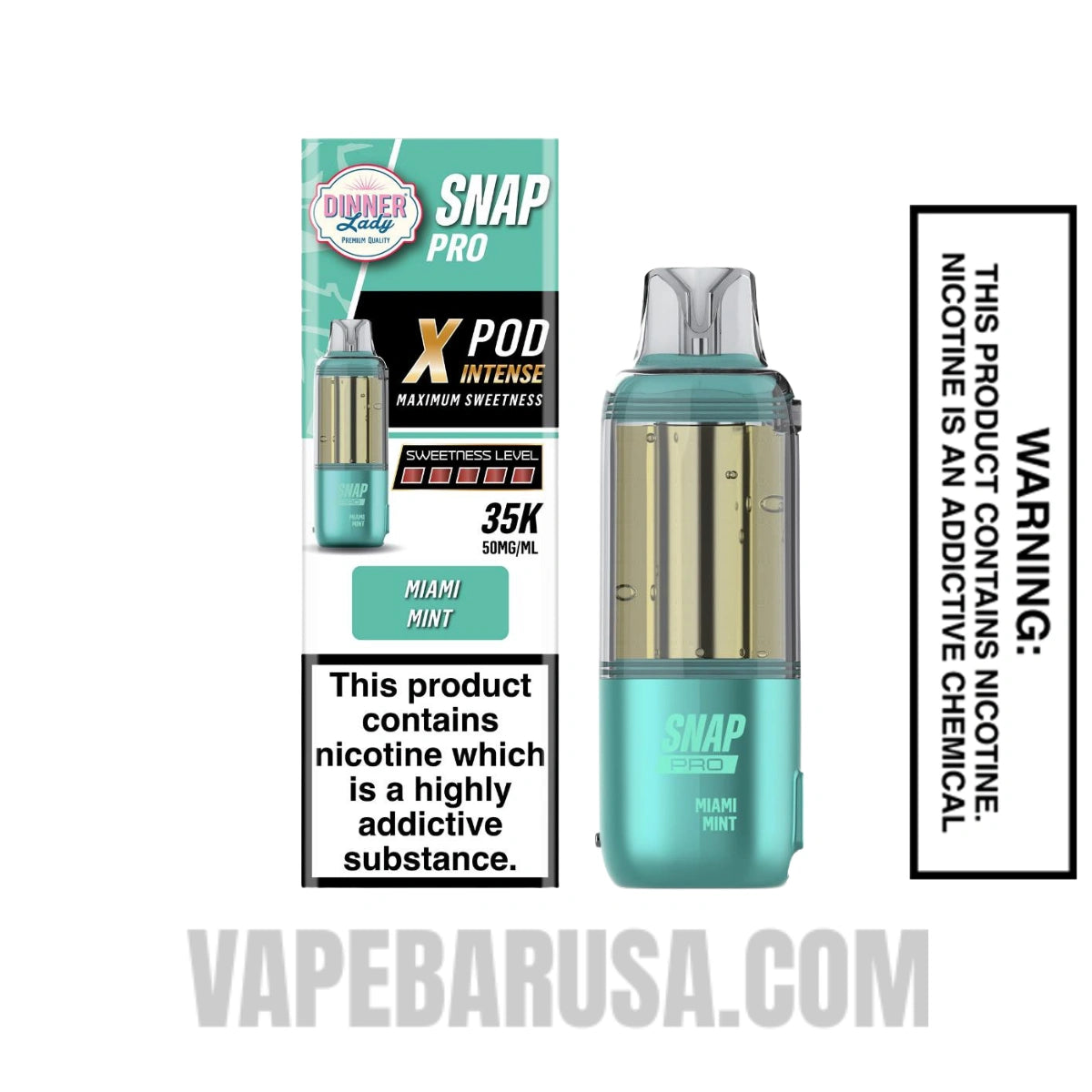 Miami Mint Dinner Lady Snap Pro Intense 35K Pre-filled Replacement Pod With Package box