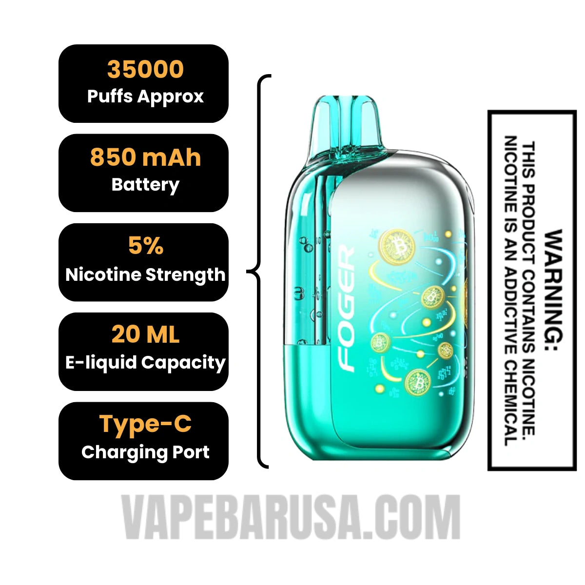 Miami Mint Foger Bit 35K Disposable Vape Specifications