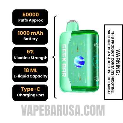 Miami Mint Geek Bar Pulse X2 Disposable Vape Specifications