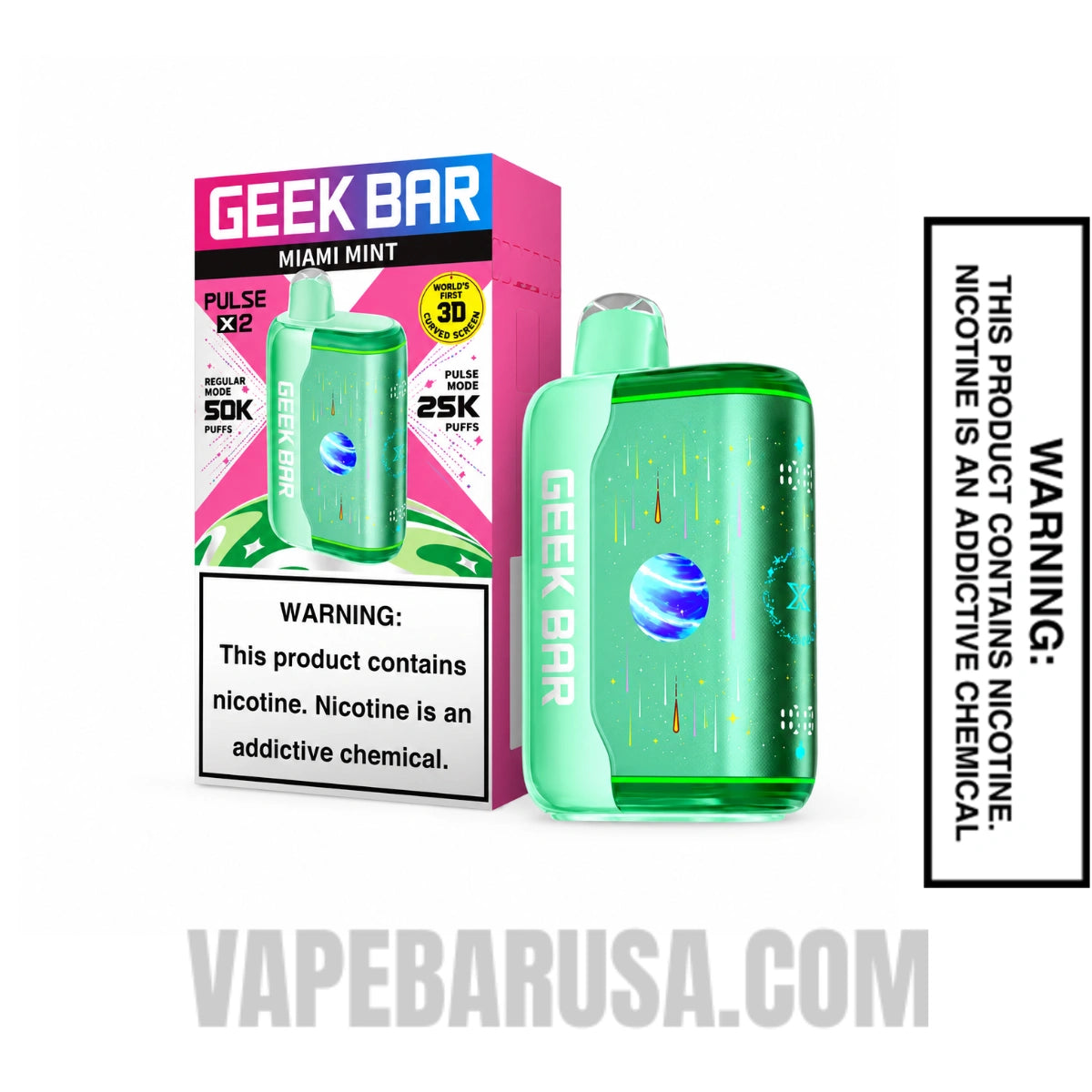 Miami Mint Geek Bar Pulse X2 Disposable Vape With Package Box