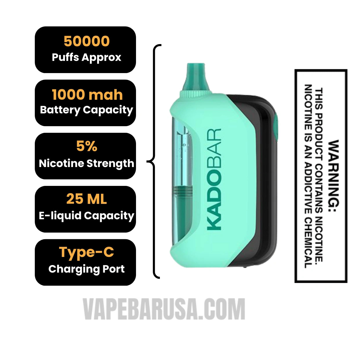 Miami Mint Kado Bar Drip 50K Disposable Vape Specifications