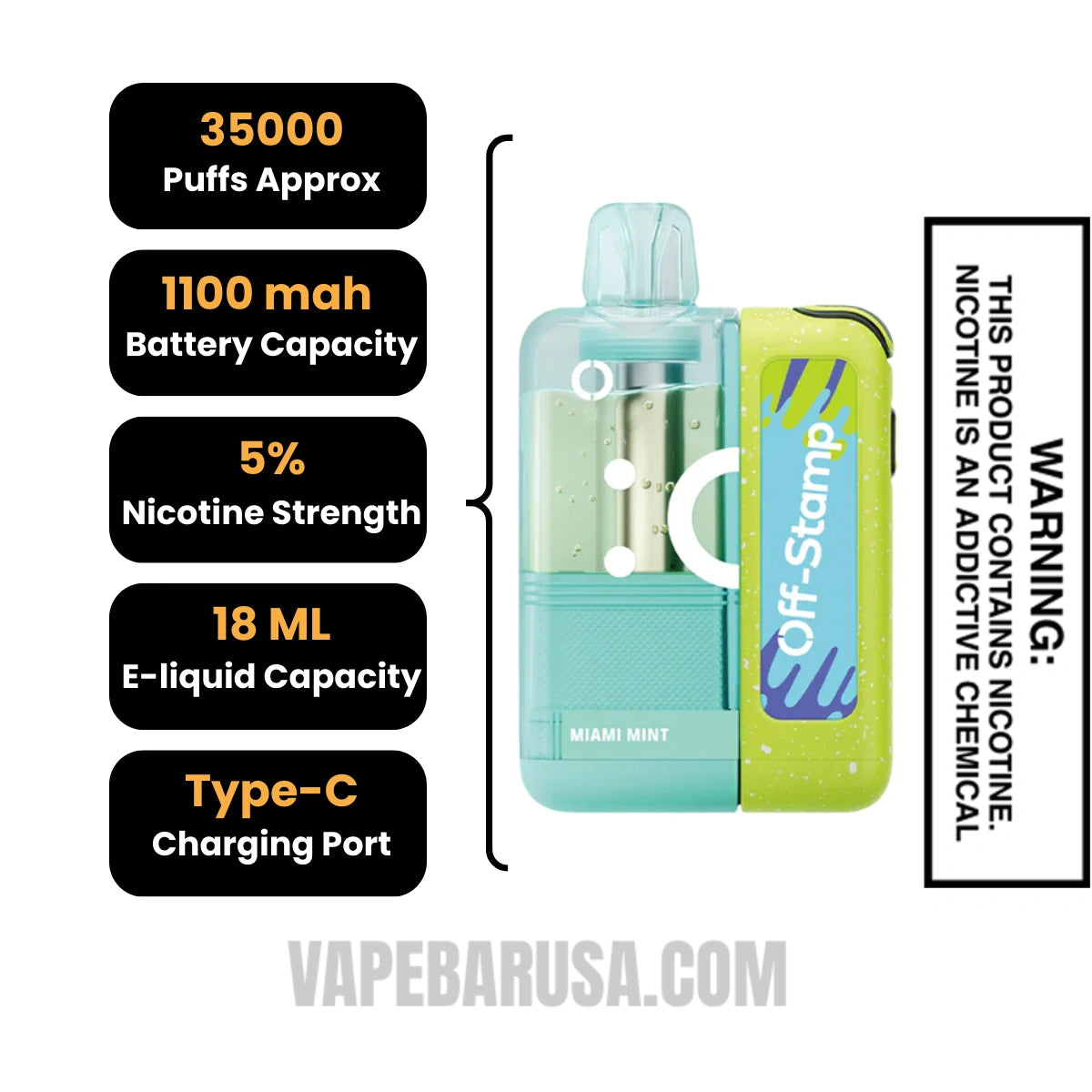 Miami Mint Off Stamp X Cube Crystal Cube 35K Vape Kit Specifications 