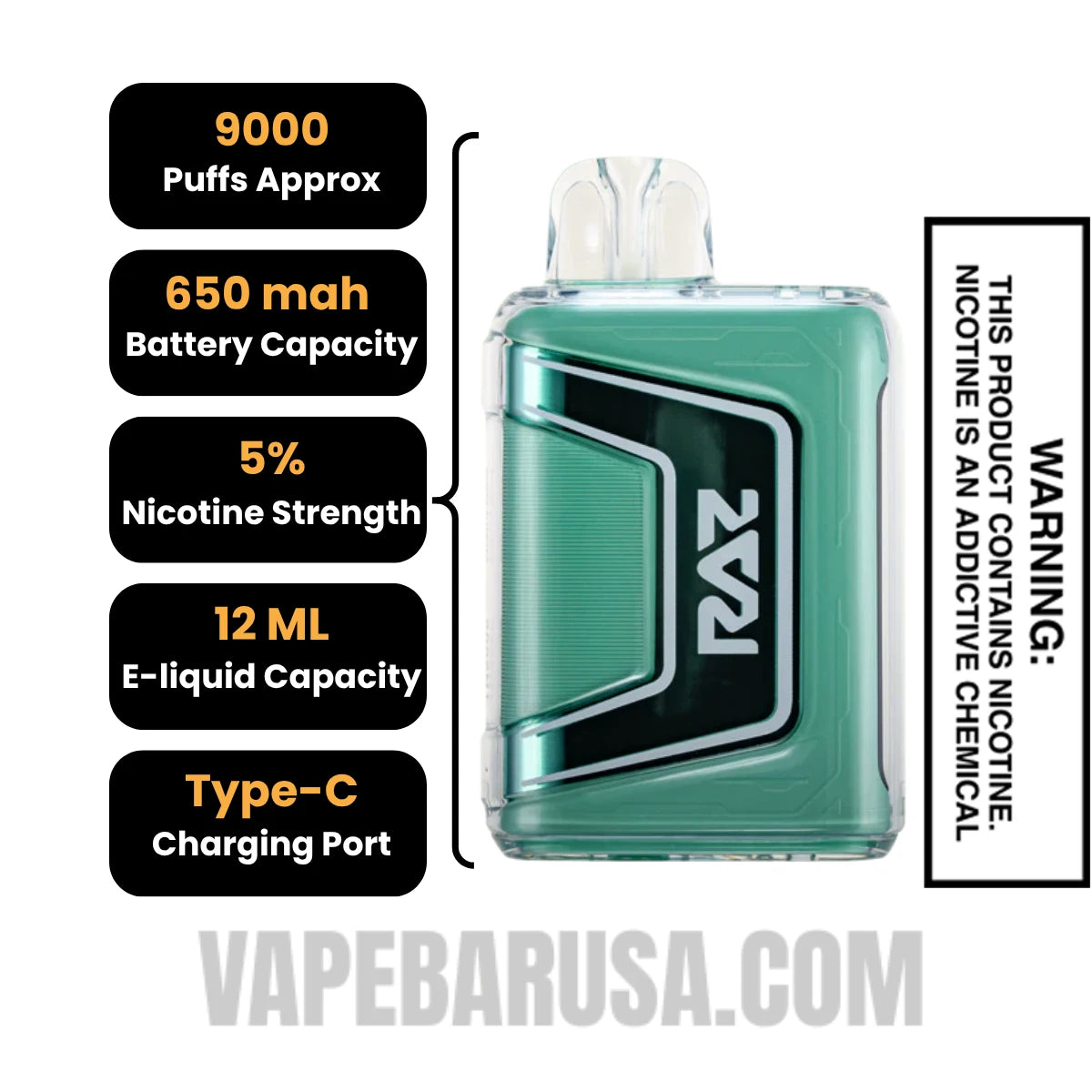 Miami Mint RAZ TN9000 Disposable Vape Specifications