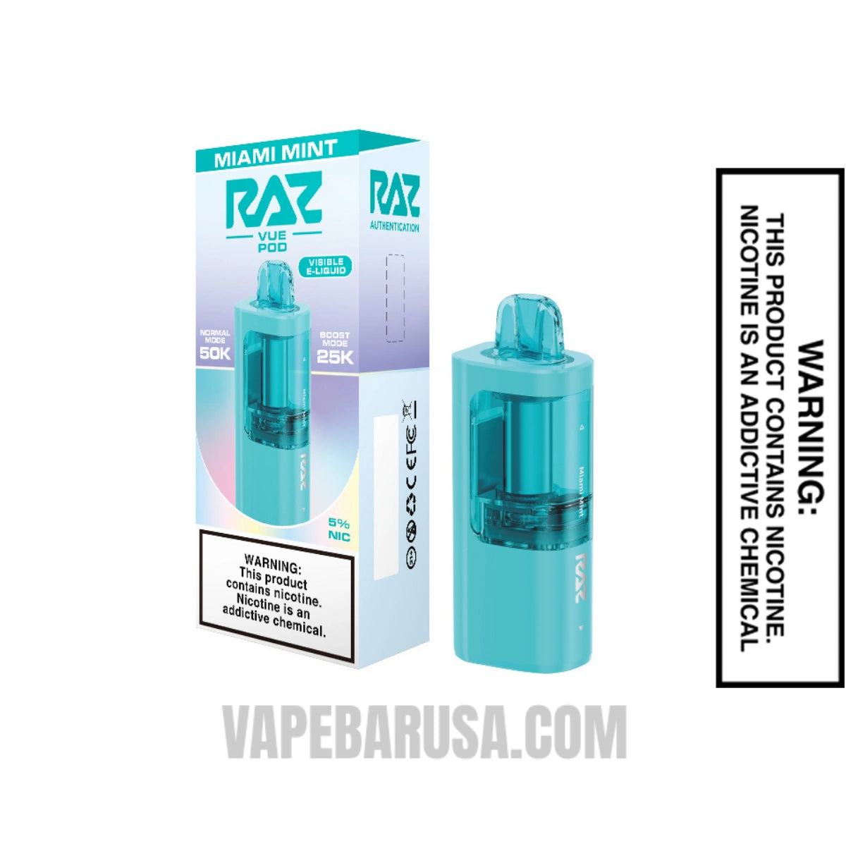 Miami Mint RAZ VUE 50K Disposable Pod With Package Box