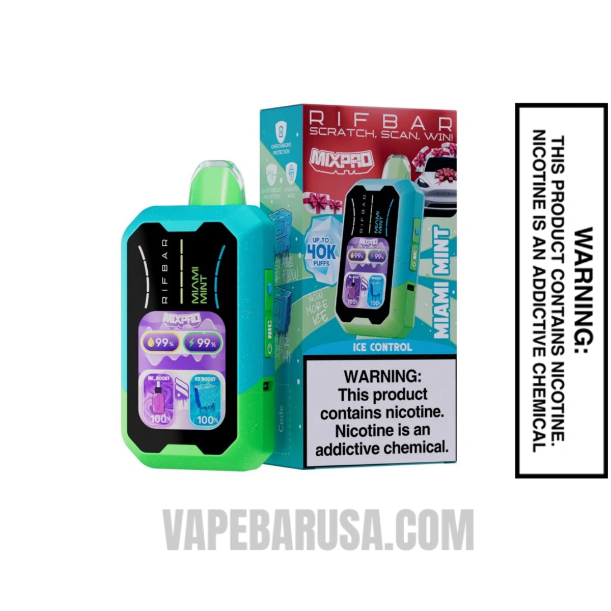 Miami Mint Rifbar MixPro Ice 40K Disposable Vape With Package Box