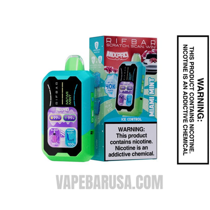 Miami Mint Rifbar MixPro Ice 40K Disposable Vape With Package Box