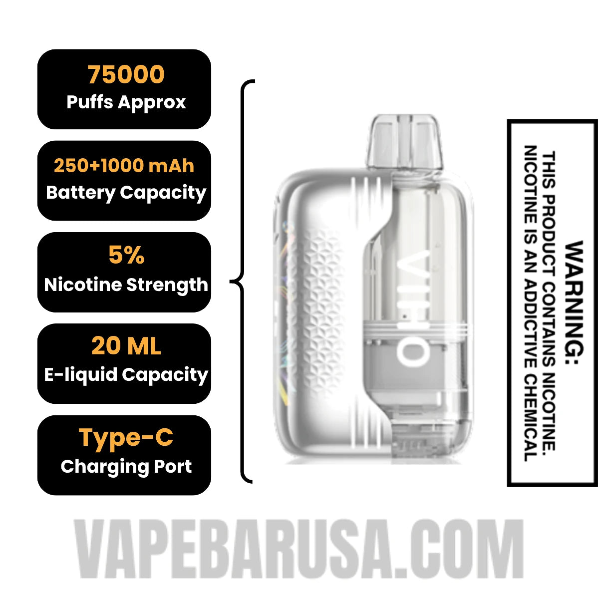 Miami Mint VIHO Shadow 75K Vape Kit Specifications 