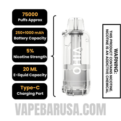 Miami Mint VIHO Shadow 75K Vape Pod Specifications