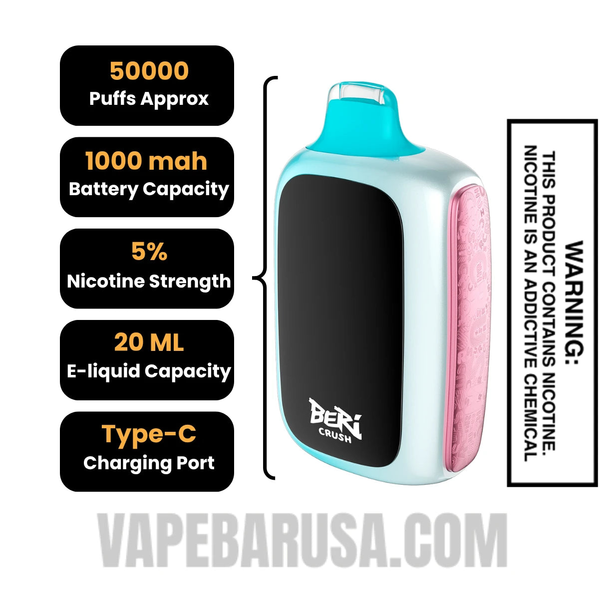 Miami Mint Beri Crush 50K Disposable Vape Specifications