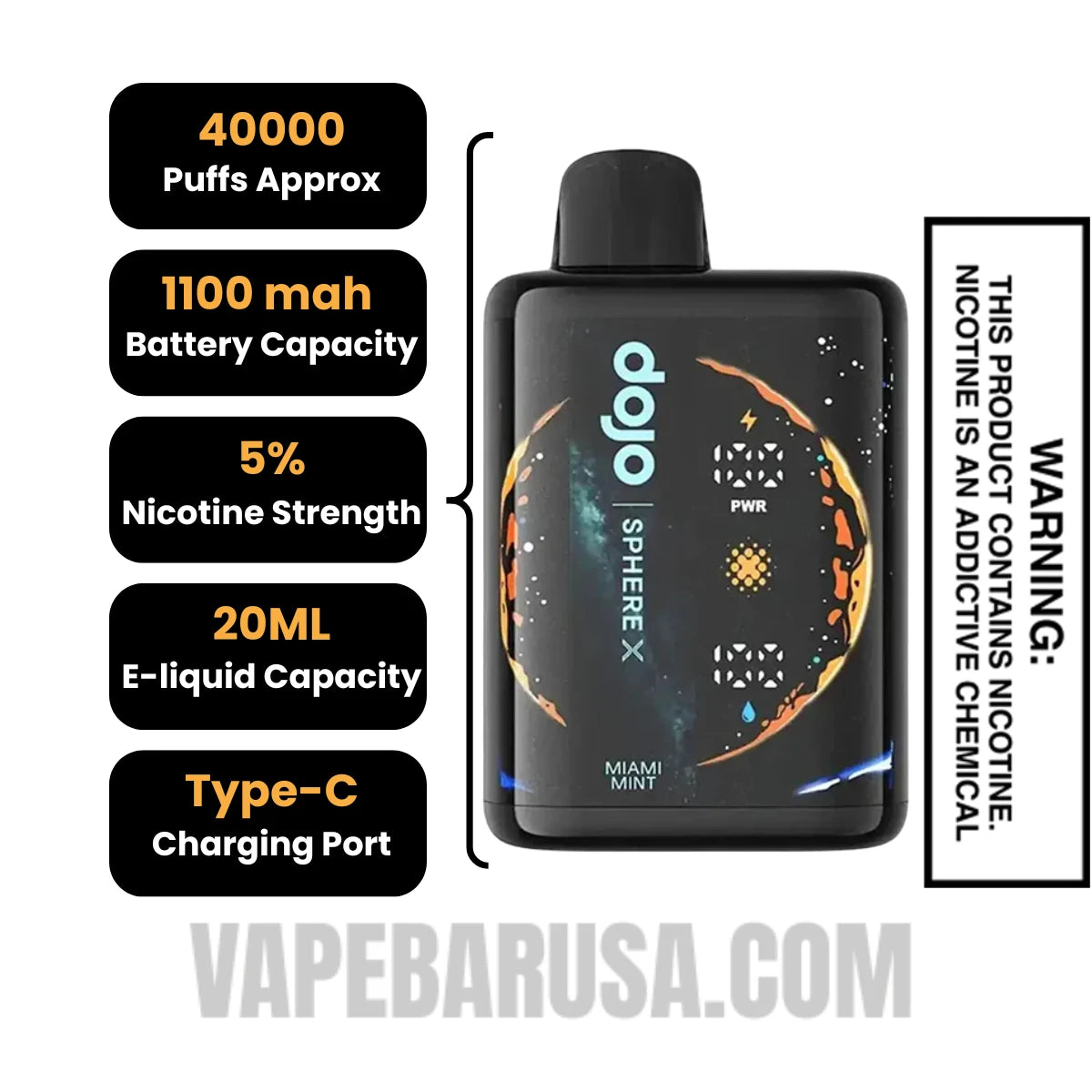 Miami Mint Dojo Sphere X 40K Disposable Vape Specifications