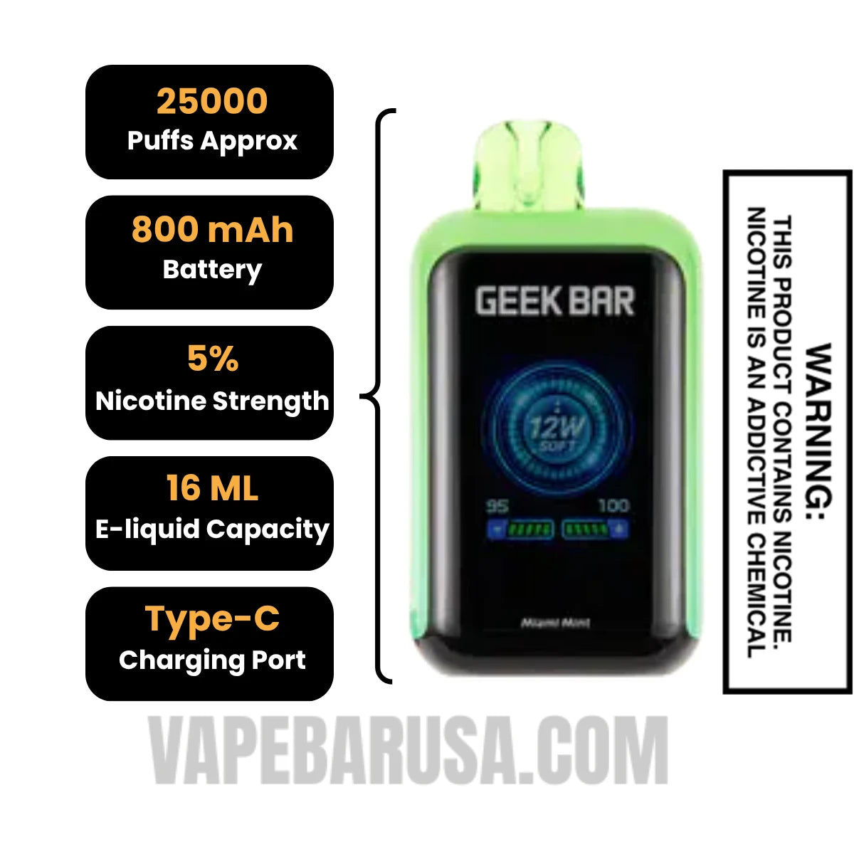 Miami Mint Geek Bar Skyview Disposable Vape Specifications